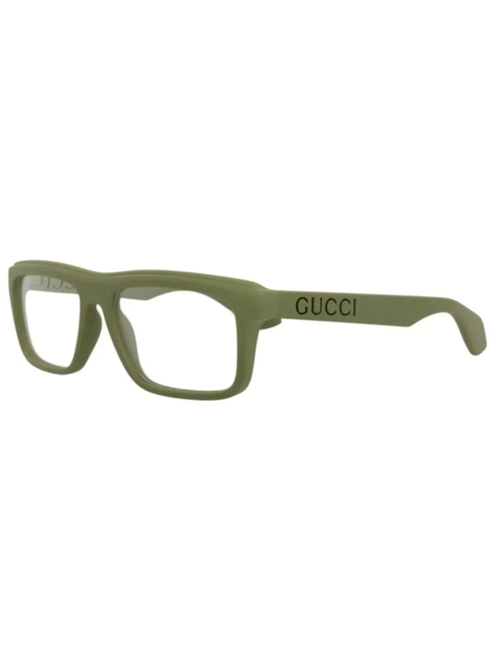 New Gucci Women's Eyeglasses Square Rectangle Injection Frame Mens Green Green